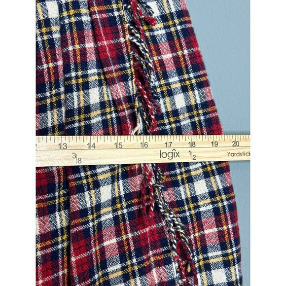 VTG Gruppo Americano Studio Women's 10 Wool Blend Plaid Fringe Long Wrap Skirt - Picture 7 of 13